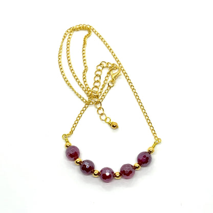 Dark Fuchsia Semi-Precious Agate Gemstone Crystal AB Necklace Ima Artistry