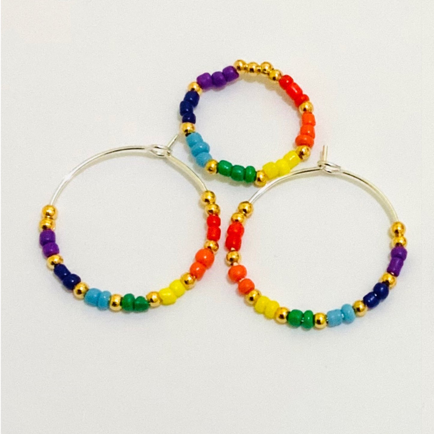 Seed Beaded Hoop Earrings & Rings Ima Artistry