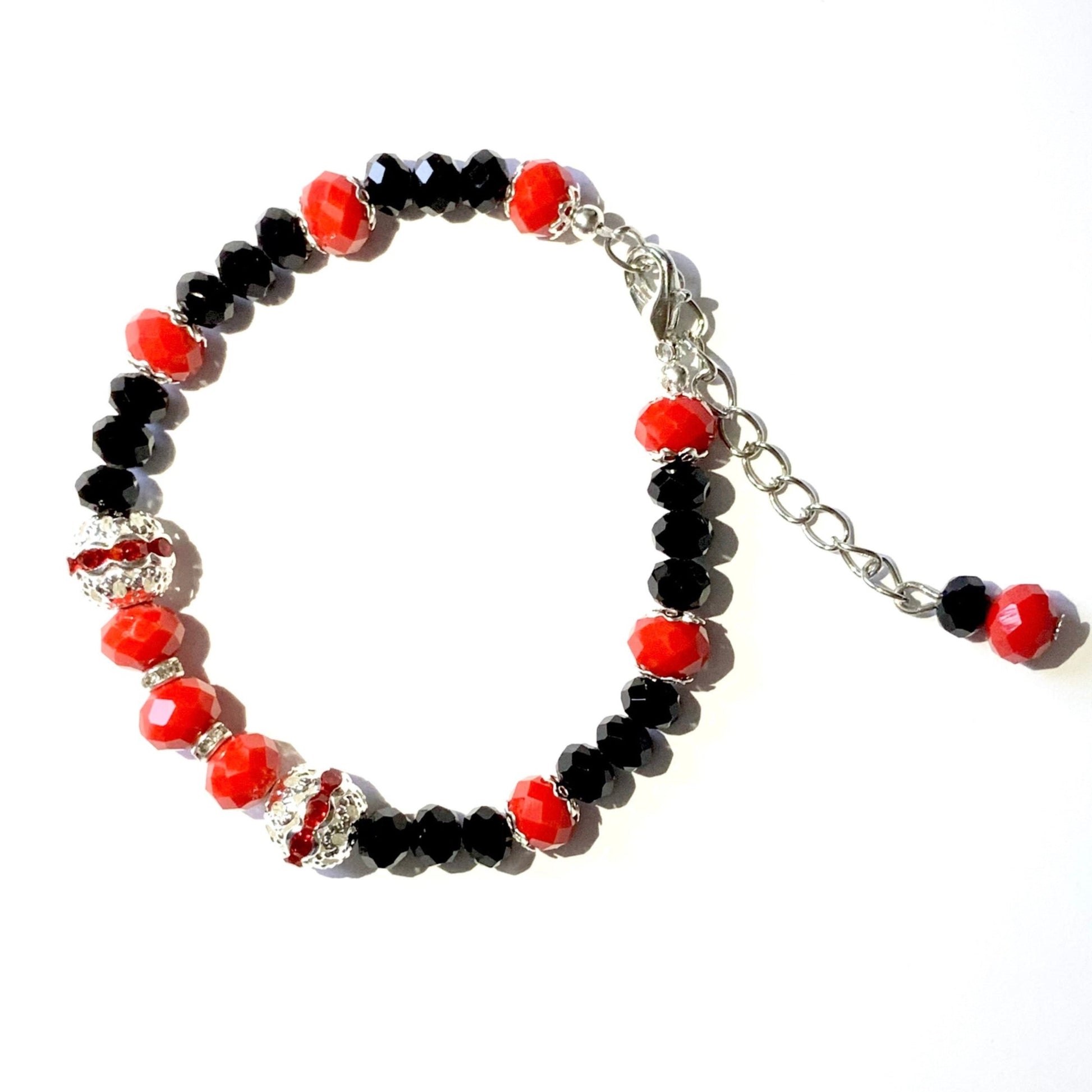 Red and Black Faceted Crystal Rondelle Beaded Jewellery Set Ima Artistry