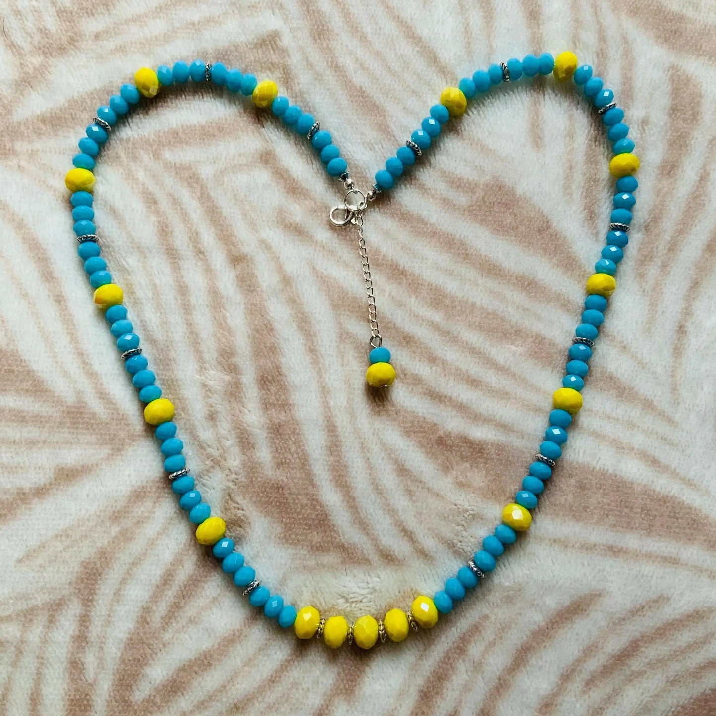 Yellow & Blue Crystal Faceted Rondelle Beaded Jewellery Set Ima Artistry