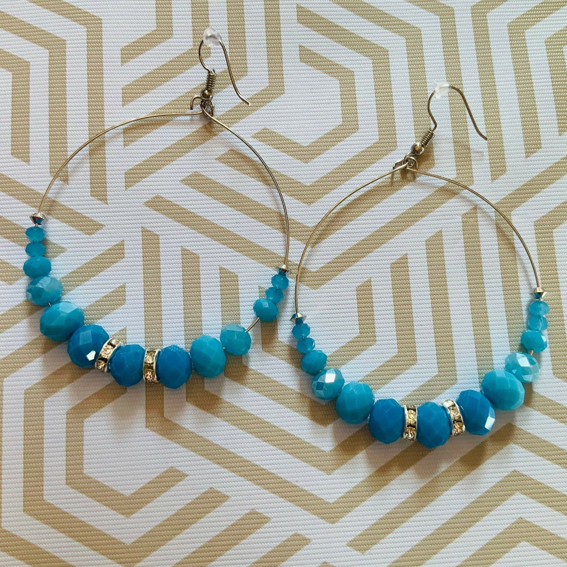 Light blue Faceted rondelle Crystal beaded Necklace & Earrings Ima Artistry